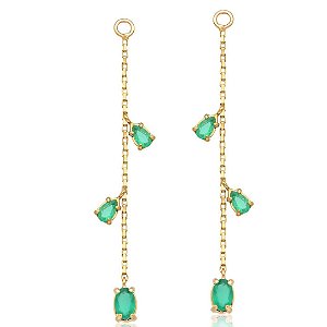 FRANJA DE ACESSÓRIA VERDE JADE EM BANHO DE OURO 18K