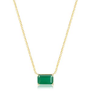 COLAR VERDE JADE EM BANHO DE OURO 18K