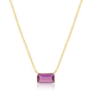 COLAR AMETISTA EM BANHO DE OURO 18K