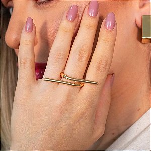 ANEL AMARRADO FIO METAL EM BANHO DE OURO 18K