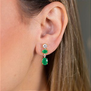 BRINCO VERDE JADE COM CRISTAL