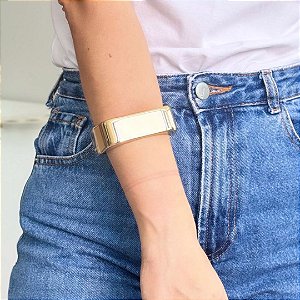 BRACELETE QUADRADO EM BANHO DE OURO 18 K