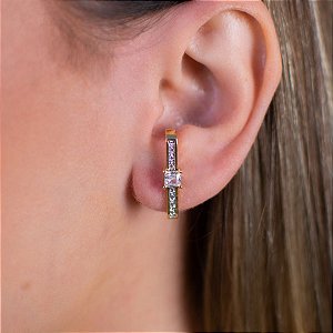 BRINCO EARHOOK COM PEDRA CRISTAL CRAVEJADO