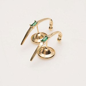 BRINCO EARHOOK COM PEDRA VERDE ESMERALDA