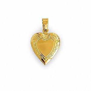 PINGENTE RELICÁRIO CORACÃO BANHO DE OURO 18K
