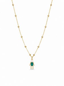 COLAR BAMBINO TURMALINA VERDE FIO BOLINHA