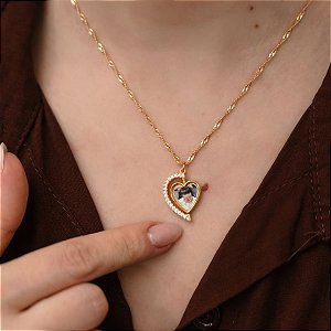 COLAR RELICÁRIO AFETO EM BANHO DE OURO 18K