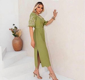 VESTIDO VERDE BORDADO