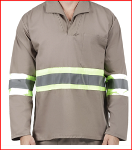 CAMISA BRIM M/L COM REFLETIVO CINZA
