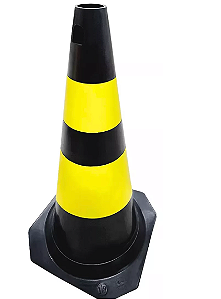 CONE RIGIDO "TUBO CÔNICO" PRETO/AMARELO - 50 CM - PLT