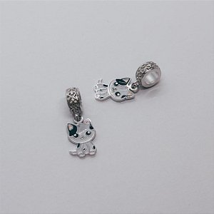 Berloque Gatinho Ródio Branco