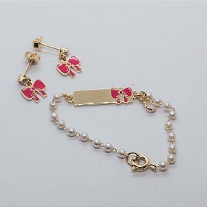 Brinco Laço Rosa Dorado