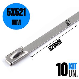 10x Abraçadeira ZIP Tie Termotape Cinta Lacre Aço Carbono 5x521mm