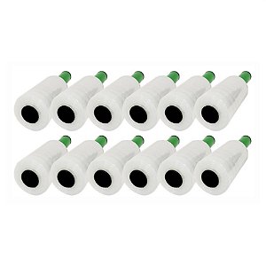 100x Rolo Filme Plástico Stretch 10cm x 120m Com Cabo Aplicador Giratório