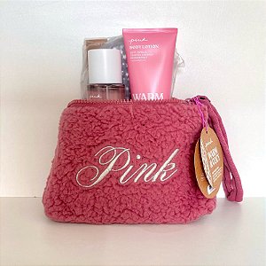 Kit Pink Com Necessaire Body Lotion Body Mist Máscara Olhos