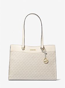 Bolsa Jet Set Travel Large Tote. Baunilha Lisa Ouro Dourado Michael Kors