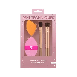 Real Techniques - Kit Matte & Merry - Pincel de Corretivo + Blush + Esponja + Powder Puff