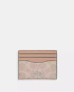 Porta Cartão Coach Slim Id Card Case In Signature Canvas - Prata/Areia/Taupe