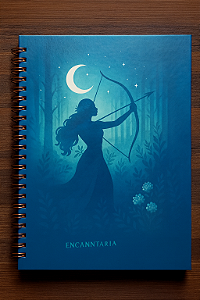 Caderno Arqueira da Lua Encanntaria A5, capa dura, pólen