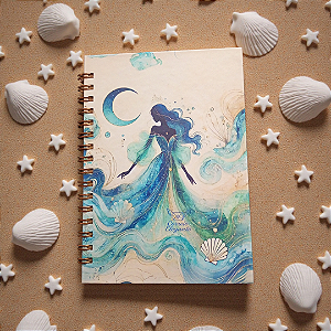 Caderno Iemanjá Rainha das Águas, pólen, capa dura