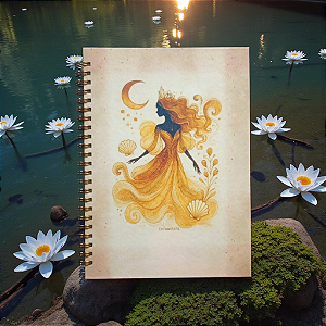 Caderno A Luz de Oxum, A5, pólen, com magia Encanntaria 🪄