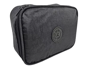 Estojo Box Nylon Escolar Preto Com Divisória