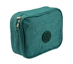 Estojo Box Nylon Escolar Verde Com Divisória