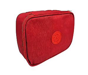 Estojo Box Nylon Escolar Vermelho Com Divisória