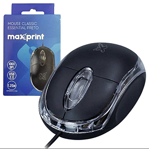 Mouse USB Classic Essential Preto Maxprint