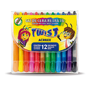 Giz de Cera Retrátil 12 Cores Twist Acrilex