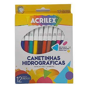 Canetinha Hidrográfica Acrilex 12 Cores