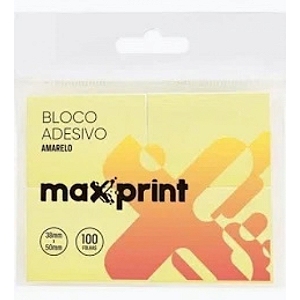 Bloco Adesivo 38x50mm Amarelo 400 Folhas C/ 4 Unidades Maxprint