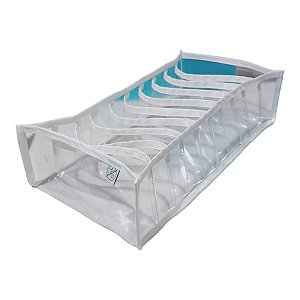 Colmeia Organizadora Gaveta Fitness Transparente Viés Branco 40x20x10cm
