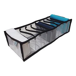 Colmeia Organizadora Gaveta Adulto Transparente Viés Preto 40x14x10cm
