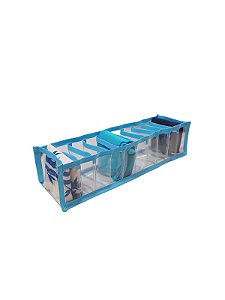 Colmeia Organizadora Gaveta Baby Transparente Viés Azul 40x10x10cm