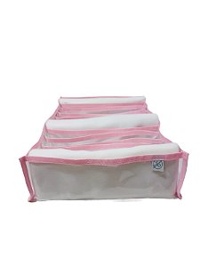 Colmeia Organizadora Gaveta Camiseta Transparente Viés Rosa 40x28x10cm
