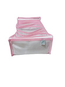 Colmeia Organizadora Gaveta Fitness Transparente Viés Rosa 40x20x10cm