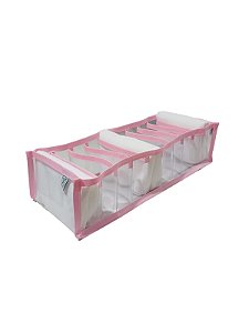 Colmeia Organizadora Gaveta Adulto Transparente Viés Rosa 40x14x10cm