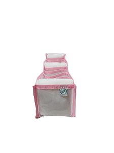 Colmeia Organizadora Gaveta Baby Transparente Viés Rosa 40x10x10cm