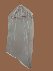 Capa Protetora Para Casaquinho Jaqueta Tnt e Organza 80x60cm Bege