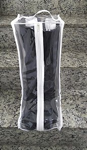 Organizador e Protetor De Botas Transparente Viés Branco Cano Longo 46x28x25cm
