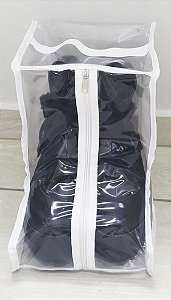 Organizador Protetor De Botas Transparente Viés Branco Cano Curto 28x20x28cm