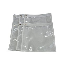 Saquinho Organizador Multiuso Tnt E Pvc Cristal 06 peças 25x25cm Branco
