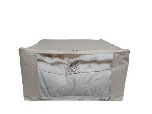 Organizador Protetor Edredon Tnt Com Visor Transparente Marfim 50x50x28cm