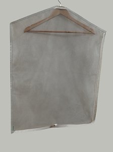 Capa Protetora Para Terno Tnt e Organza C/ Zíper Embutido 95x60cm Bege