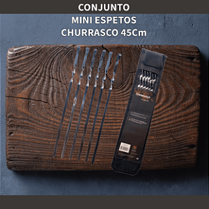 Kit Mini Espetos Para Churrasco Aço Inox 45cm 6pçs