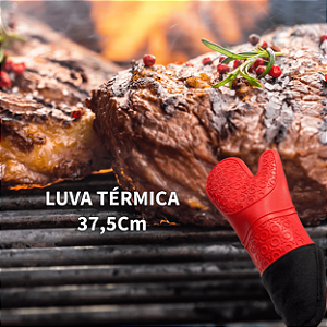 Luva Térmica Profissional Silicone 37,5Cm Vermelha Forno e Churrasco