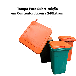 Tampa Para Lixeira Carrinho Contentor 240 Litros Para Troca / Reposição PEAD Virgem