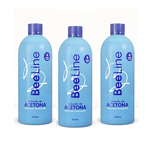 Bee line removedor de esmalte a base de acetona 500ml kit com 3 unidades