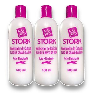 Kit Amolecedor de Cutículas Óleo Cravo da Índia Stork 500ml 3 unidades